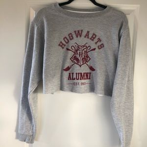 Harry Potter Hogwarts Grey Cropped Sweatshirt
